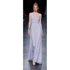 Adrianna Papell Lace Blouson Gown Elegant Lavender sz 14